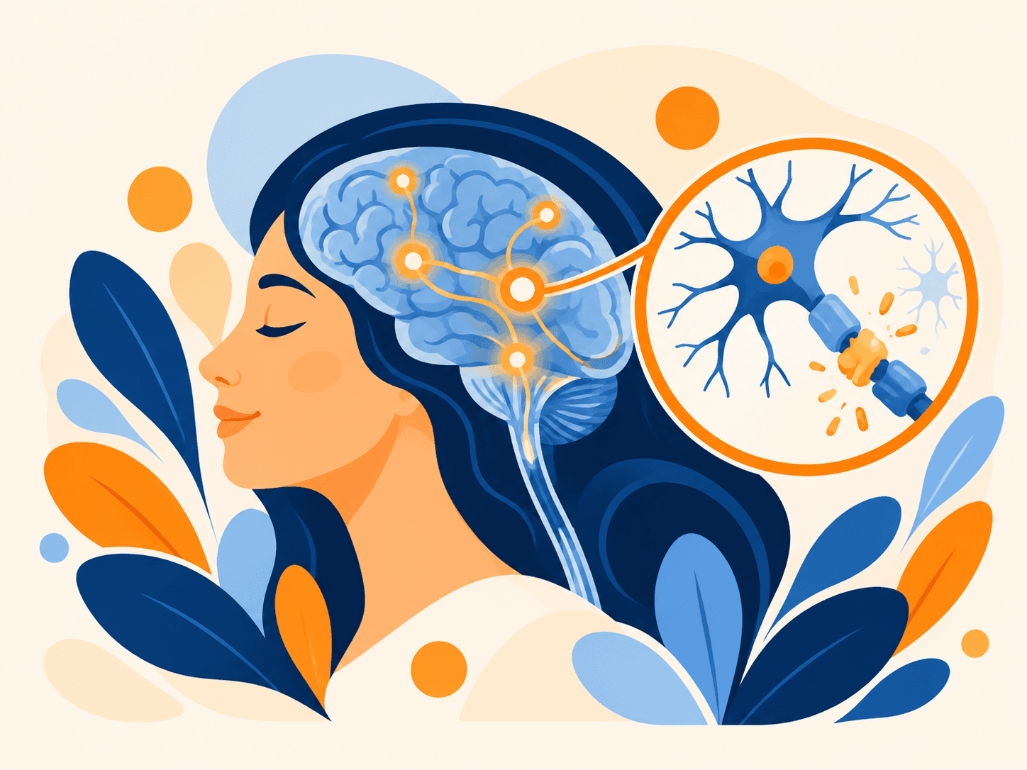 Ilustración de neurona y mielina