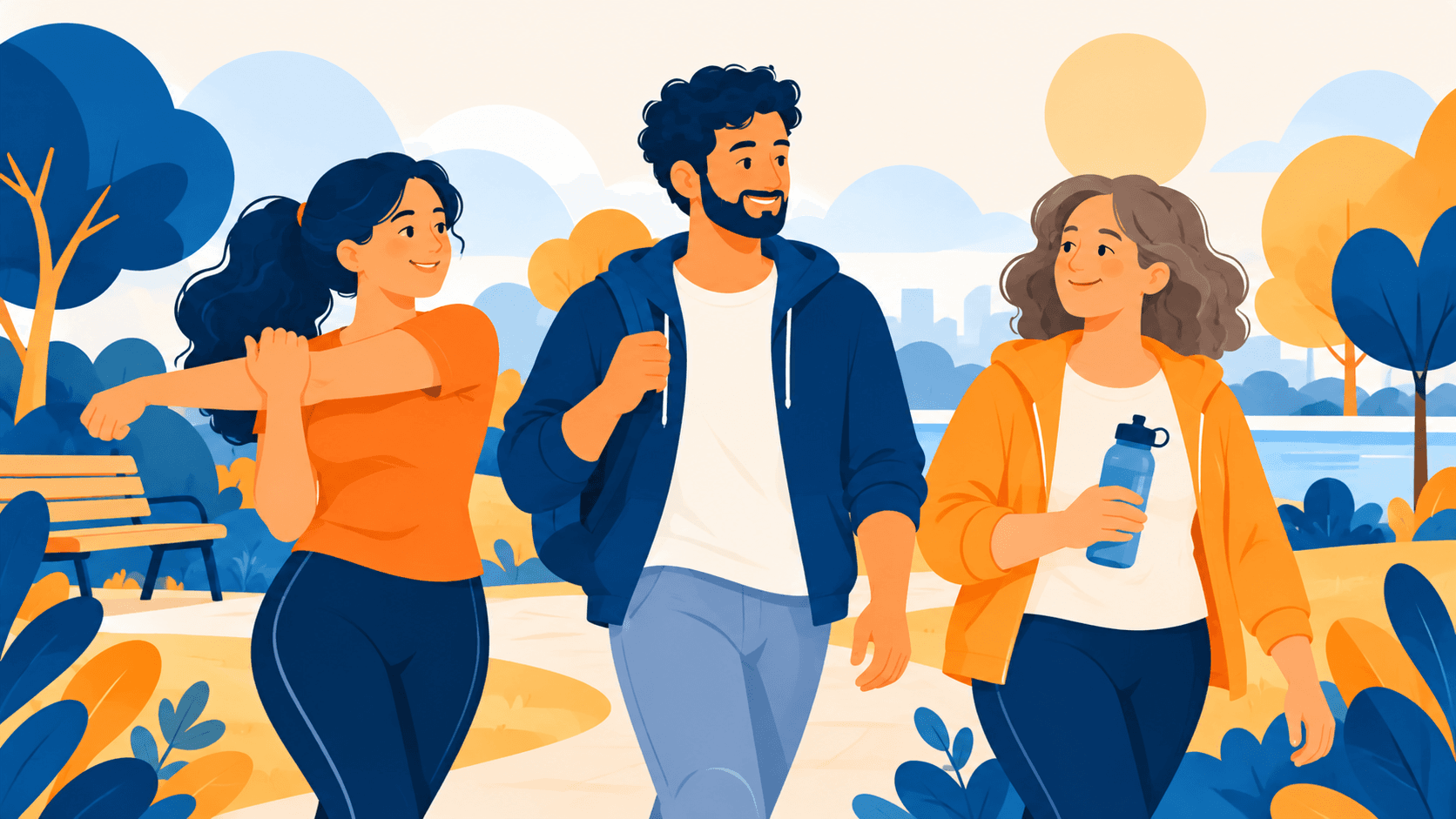Personas haciendo ejercicio adaptado al aire libre